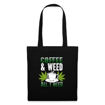 Weed, Café, Cannabis, Stoner, Caféine, Ganja - Sac en tissu - noir - Devant