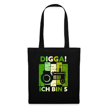 5th Birthday Boy Tractor Gift Farmer - Tote Bag - black - Front