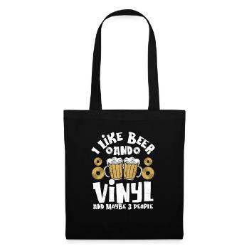 J’aime la bière et le vinyle et peut-être 3 personnes vintage f - Sac en tissu - noir - Devant
