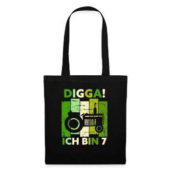 7th Birthday Boy Tractor Gift Farmer - Tote Bag - black - Front