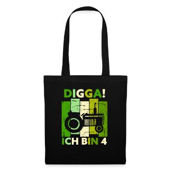 4th Birthday Boy Tractor Gift Farmer - Tote Bag - black - Front
