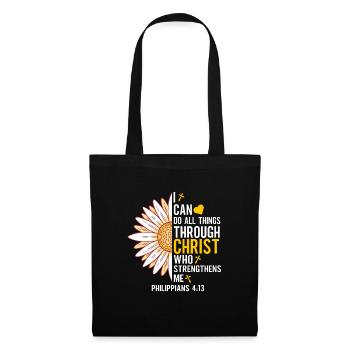 I Can Do All Things Through Christ Daisy Flower - Tote Bag - black - Front