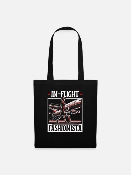 Flugbegleiterin, Flugbegleiterin, Stewardess - Stoffbeutel - Schwarz