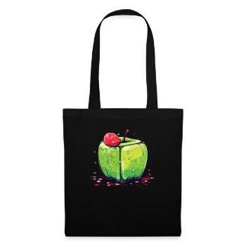 Würfel Apfel Cube Apple - Stoffbeutel - Schwarz - Vorne