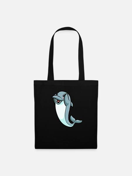Delfin Emoticon - Stoffbeutel - Schwarz
