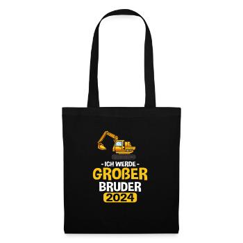Ich Werde Großer Bruder 2024 Bagger - Stoffbeutel - Schwarz - Vorne