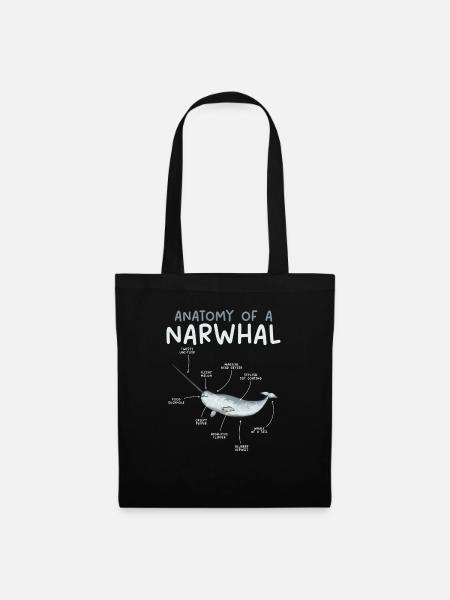 Narwal Einhornwal - Stoffbeutel - Schwarz