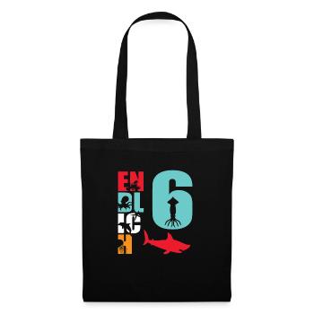 Endlich 6 Hai Fisch - Stoffbeutel - Schwarz - Vorne