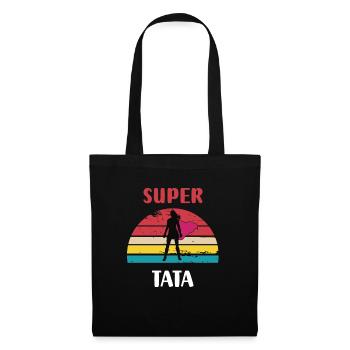 Super Tata Retro Vintage Tante Geschenk - Stoffbeutel - Schwarz - Vorne