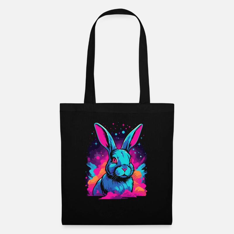 Space Nebula Galaxy Rabbit Lovers Vaporwave - Tote Bag - black