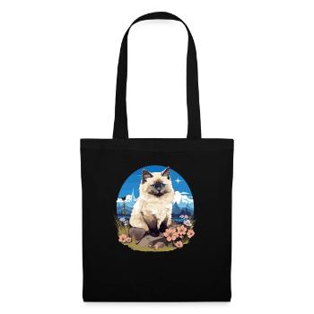 Birman Cat Birma Katze - Stoffbeutel - Schwarz - Vorne