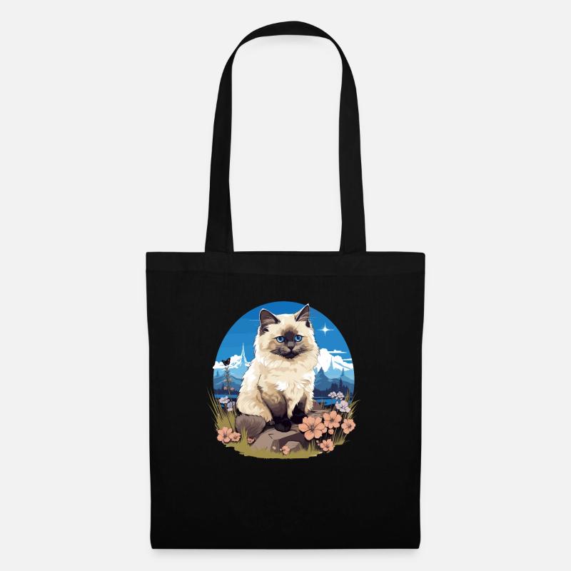 Birman Cat Birma Katze - Stoffbeutel - Schwarz