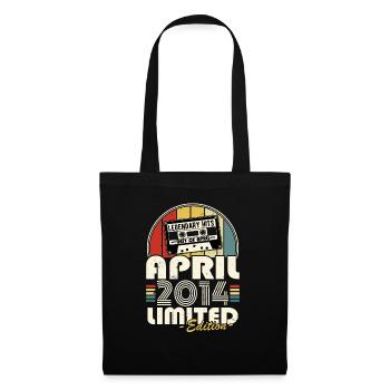 April 2014 Vintage Retro Geburtstagsgeschenk - Stoffbeutel - Schwarz - Vorne