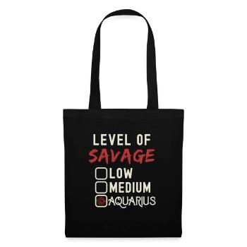 Level Of Savage Aquarius Funny Star Sign - Tote Bag - black - Front