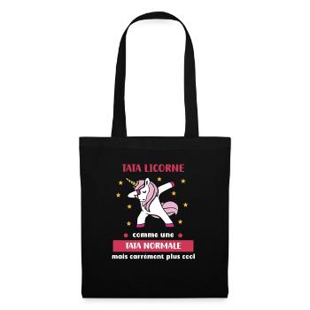 tata normale licorne dab humour cadeau tante - Sac en tissu - noir - Devant