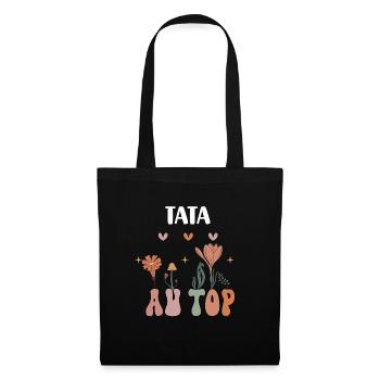 tata au top fleurs bohème cadeau tante - Sac en tissu - noir - Devant
