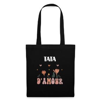 tata d'amour fleurs bohème cadeau tante - Sac en tissu - noir - Devant