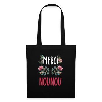 merci nounou fleurs - Sac en tissu - noir - Devant