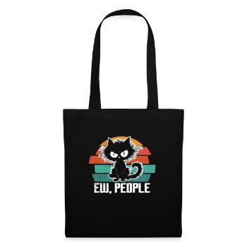 Ew People Cat Lustige Vintage Anti -soziale - Stoffbeutel - Schwarz - Vorne