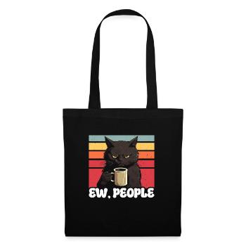 Ew People Cat Lustige Vintage Anti -soziale - Stoffbeutel - Schwarz - Vorne