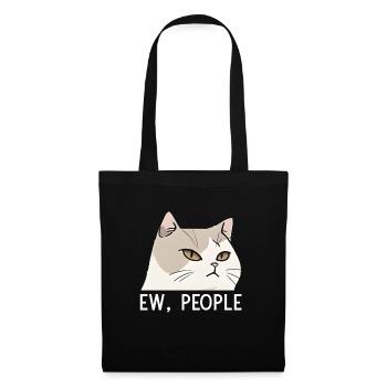 Ew People Cat Lustige Vintage Anti -soziale - Stoffbeutel - Schwarz - Vorne
