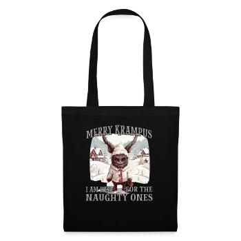 Krampus Maske | Kawaii Kramperl | Weihachtsmann - Stoffbeutel - Schwarz - Vorne