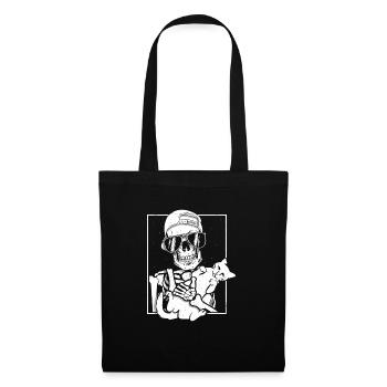 Skeleton Holding Cat - Tote Bag - black - Front