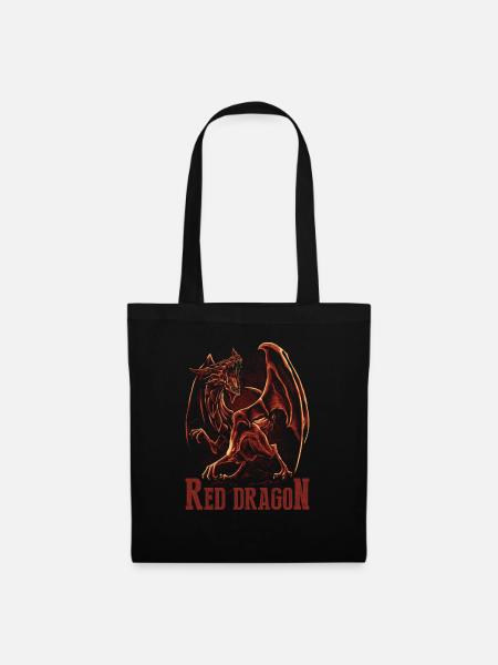 Roter Drache - Stoffbeutel - Schwarz