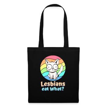 Lesbians Eat What Cat Funny Humor Pun LGBTQ Pride - Tote Bag - black - Front