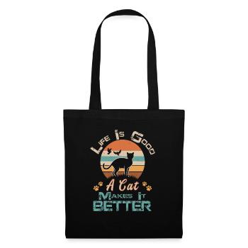 Vintage Black Cat Life Is Good A Cat Makes It Bett - Sac en tissu - noir - Devant