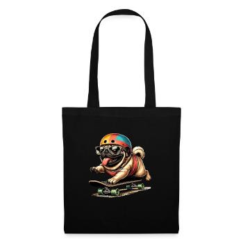 Skater Chien Skateboard Drôle Chiens Mignons - Sac en tissu - noir - Devant