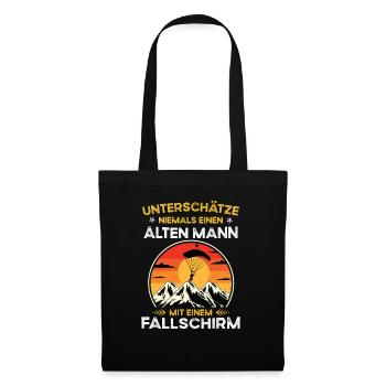 Never underestimate old man with parachute - Tote Bag - black - Front