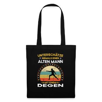 Never underestimate old man with a sword - Tote Bag - black - Front