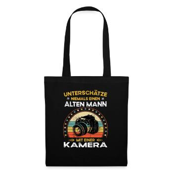 Never underestimate old man with a camera - Tote Bag - black - Front