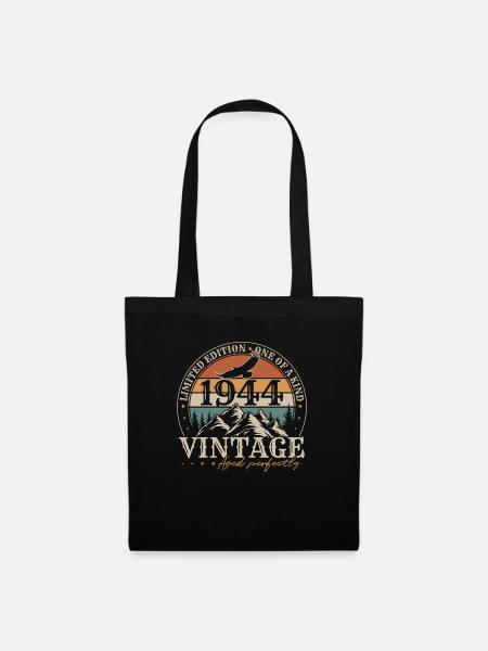 Jahrgang 1944 Vintage Retro Geburtstag Geschenk - Stoffbeutel - Schwarz