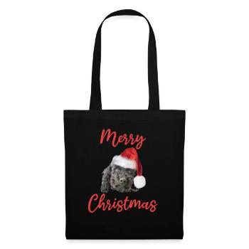 Caniche de Noël Joyeux Noël - Sac en tissu - noir - Devant