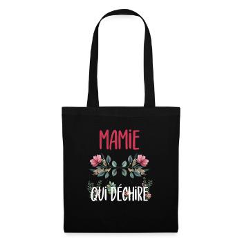 mamie qui déchire fleurs grand-mère - Sac en tissu - noir - Devant
