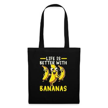 Bananenliebhaber Bananenfresser Essen Tropische Früchte - Stoffbeutel - Schwarz - Vorne