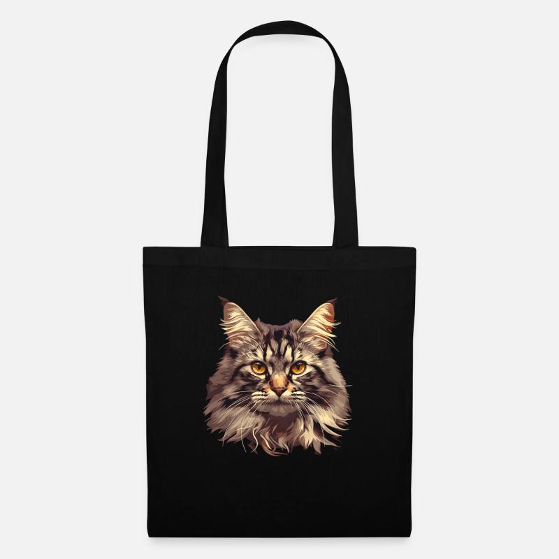 Maine Coon Kätzchen Maine Coon Katze - Stoffbeutel - Schwarz