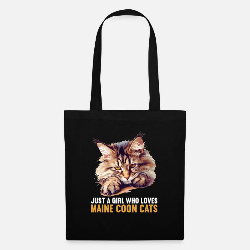 Maine Coon Kätzchen Maine Coon Katze - Stoffbeutel - Schwarz