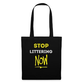 Ecology Earth STOP Littering NOW - Tote Bag - black - Front