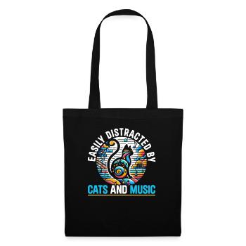 Musikkatze Musikinstrument Kitty Haustier Musiker - Stoffbeutel - Schwarz - Vorne
