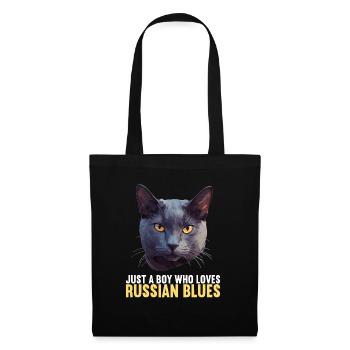 Chat bleu russe Russisch Blau Katze - Sac en tissu - noir - Devant