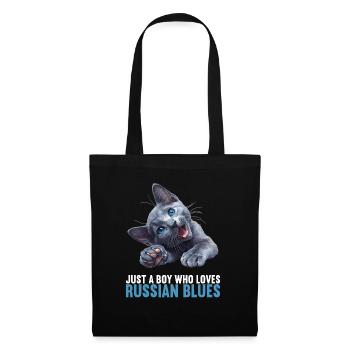 Chat bleu russe Russisch Blau Katze - Sac en tissu - noir - Devant