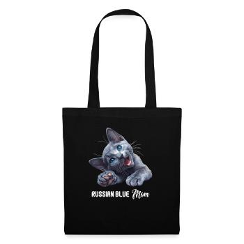 Chat bleu russe Russisch Blau Katze - Sac en tissu - noir - Devant