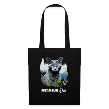 Chat bleu russe Russisch Blau Katze - Sac en tissu - noir - Devant