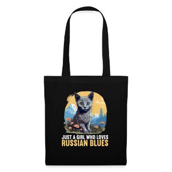Chat bleu russe Russisch Blau Katze - Sac en tissu - noir - Devant