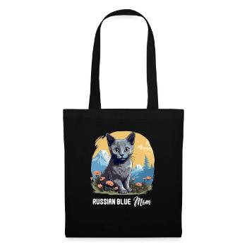 Chat bleu russe Russisch Blau Katze - Sac en tissu - noir - Devant