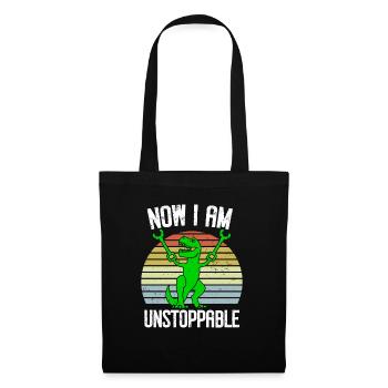 Rétro Maintenant je suis imparable Drôle T-Rex Dinosaure - Sac en tissu - noir - Devant