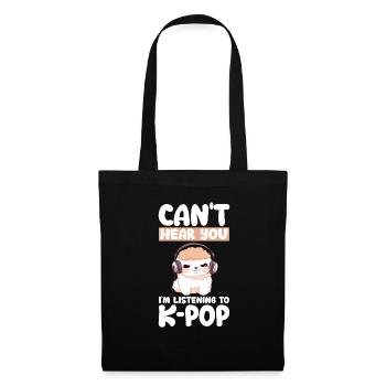 Can't Hear You I'm Listening K-pop Alpaca - Stoffbeutel - Schwarz - Vorne